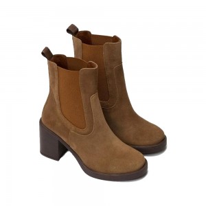 RAGAZZA CASUAL LEATHER SUEDE WOMENS BOOTS ΓΥΝΑΙΚΕΙΟ ΔΕΡΜΑΤΙΝΟ-ΚΑΣΤΟΡΙ ΜΠΟΤΑΚΙ-0374
